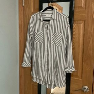 CJLA oversized button up - grey and white long sleeve